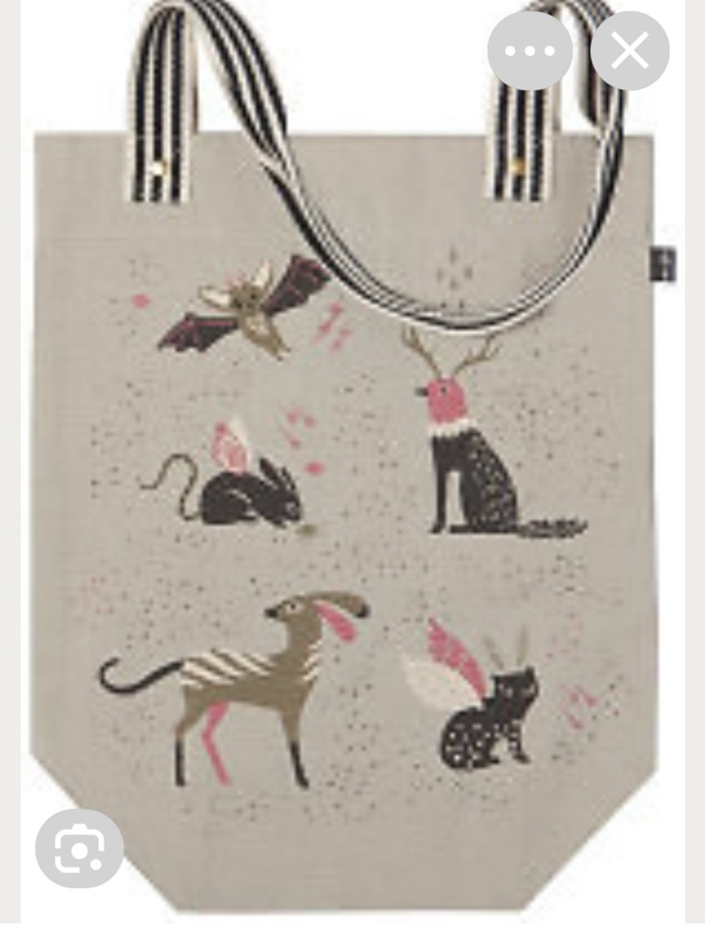 Whimsical Now Designs Danica "Beasties" Studio Tote Bag. Beige, Pink & Black